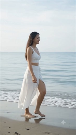 She Takes a Walk on the Beach