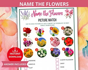 Flower Trivia Game,flower Matching Game,name the Flowers,spring Trivia,flower Quiz,flower Party Trivia,garden Plant Trivia,floral Trivia Gam - Etsy