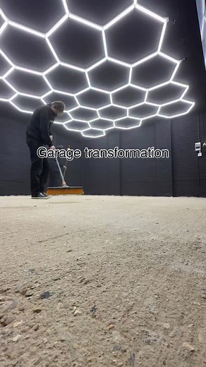 Transformation your garage into something stylish! Multiple colours to choose from. Design your garage the way you want it. - - - - - #garage #garagefloor #garagestyle #garageflooring #garagemakeover #garagemakeover #hexagonlighting #garagelights #hexagonlights #mancaveideas #mancave | Garage Style Ltd