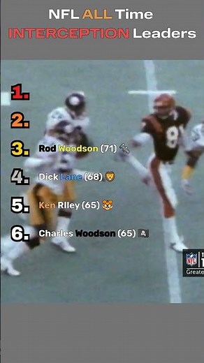 🤯 The NFL ALL TIME Interception Leaders 🔥 #nfl #nflhistory #footballshorts
