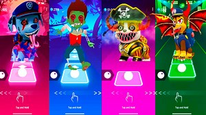 Мультики для Детей Щенячий Патруль Tiles Hop ЗОМБИ - Маршалл, Райдер, Крепыш, Гончик