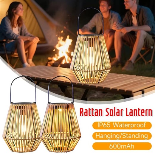 MARINI Solar Powered Rattan Solar Lantern Standing/Hanging Waterproof Weaving Lantern Eco-Friendly Bamboo Frame Bamboo Chandelier Lamp Outdoor Garden Yard | Lazada PH