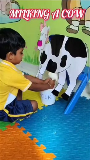 Little Elly Preschool NRI Layout on Instagram: "MILKING A Cow Activity 🐄🐄 by our Playgroup kids"