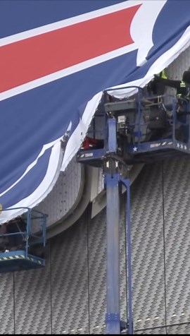 Bills logo peels from new Highmark Stadium facade