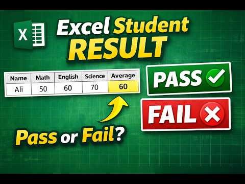Create Student Result Sheet in Excel | Total, Average & Pass/Fail Formula.