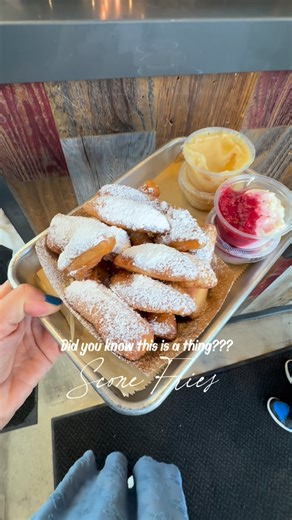 Ice Cream Queen🍴Shay on Instagram: "Breakfast is now complete! 🤤 Did you know scone fries is a thing??? The Scone Fries from @mortyscafelogan changed the way I look at breakfast! Light, fluffy, hot and sparkled with powdered sugar—but what’s best are the 2 dips it comes with: honey butter and raspberry cheesecake (whipped cream cheese) 🍯🧈+💕🍰 📍Find them at all Morty’s Locations — North Logan, USU campus Logan, Providence, Syracuse, and St. George. @mortyscafelogan @mortyscafeprov @mortysca