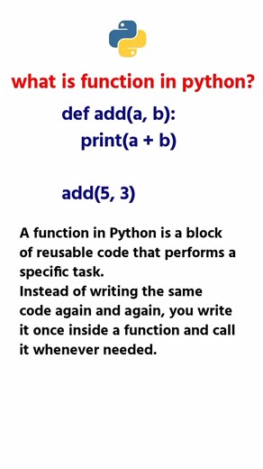 Function In Python | #python #shorts #learnpython