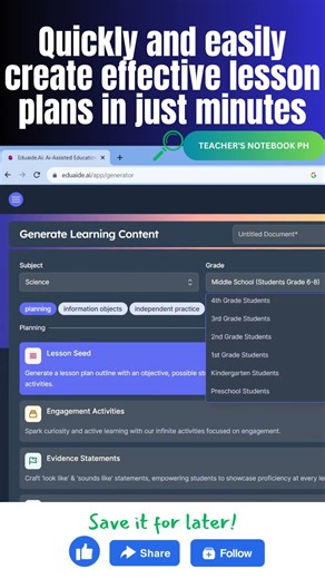 1K views · 13 reactions | Quickly and Easily Create Effective Lesson Plans in Just Minutes #lessonplans #lessonplanning #lessonplanner #lessonplan | Teacher's Notebook PH | Facebook