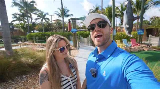 Playing the Paradise Falls Course at Lighthouse Cove Mini Golf!