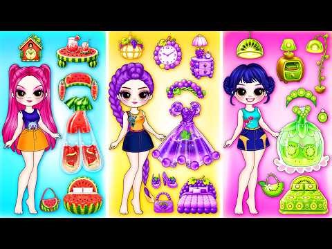 K-Pop Demon Hunters: Rumi, Zoey & Mira Glow Up Into Fruit Fancy Dress | DIY Fashion Paper Dolls