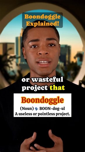 Celebs Teach English on Instagram: "🎬 Thomas explains: Boondoggle “Boondoggle means doing a project or activity that wastes time or money — it looks important but has no real value or purpose.” #Boondoggle #ThomasExplains #CelebsTeachEnglish #SpokenEnglish #LearnEnglish #EnglishWithCelebs #VocabularyBoost #FluentEnglish #WordOfTheDay #EnglishLearning #AI"