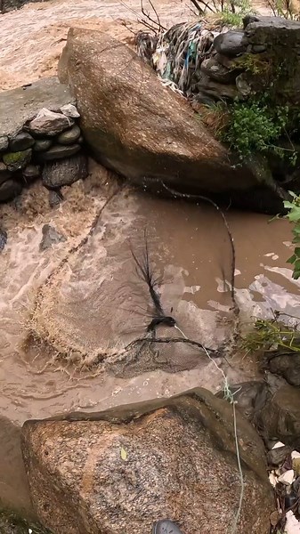 Flood Water Bursting Through a Wall! Any Fish Inside? #fishing #floodfishing #shorts