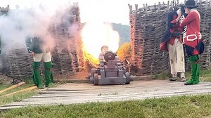 My first time seeing a cannon firing and it was so loud 🤯#cannon #cannonball #explotion #slomo | Irish Jesus