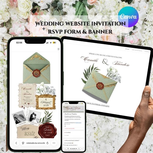 Green Royal Wedding Website Invitation, Vintage Animated Envelope Template , Pastel Green Wedding Invite Template (digital Download) - Etsy