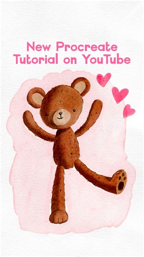 Lisa Bardot on Instagram: "🎨🧸💕 New YouTube Tutorial! Paint a cozy, storybook-style teddy bear in Procreate with digital watercolor! I’ll guide you through sketching, blending, shading, and adding delicate linework using my Watercolor Wonder brush set. This tutorial was inspired by Sunday’s #MakingArtEveryday prompt and fits right into the month of LOVE! Ready to paint? Comment “link” below, and I’ll DM you the video 💌 #drawingchallenge #creativepractice #creativehabit #creativegoals #artmake