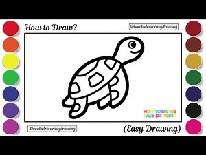 Easy Turtle Drawing for Kids and Toddlers | Learn to Draw a Cute Sea Turtle #art #drawingtutorial