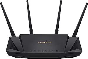 ASUS RT-AX3000 Ultra-Fast Dual Band Gigabit Wireless Router - Next Gen WiFi 6, Adaptive QoS, and AiProtection by Trend Micro | 1x WAN, 4x 1G LAN, 1x USB 3.0 - AiMesh Compatible