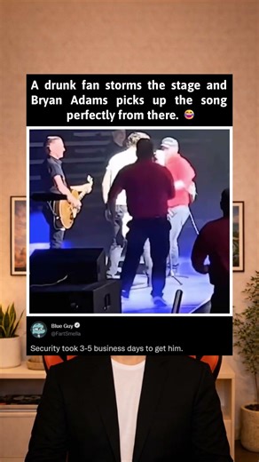 Fan storms the stage and actually sings perfectly to the song