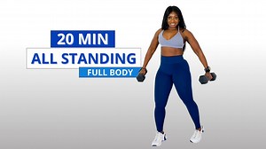 A low-impact, full-body standing HIIT workout using weights