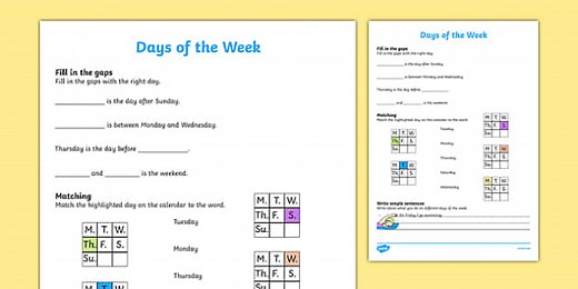 Days of the Week Worksheet