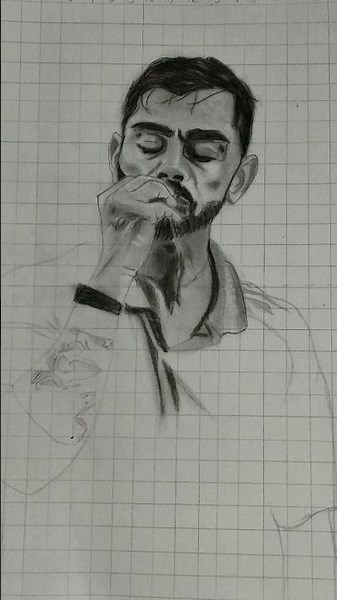 Virat Kohli Sir Face Reveal 😍✏️ | Realistic Pencil Sketch 🔥 #shorts #viral
