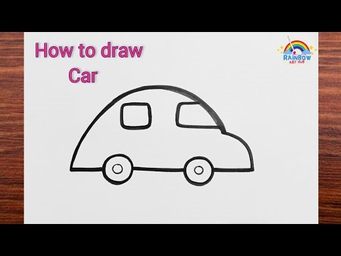 How to draw Car Easy | Step by Step Car Drawing for Kids | Rainbow art hub#cardrawing #drawing