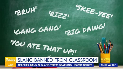 A teacher has set off a "war of words" after writing up a list of 32 slang terms and phrases students can no longer say in the classroom. #9Today | WATCH LIVE 5.30am | TODAY