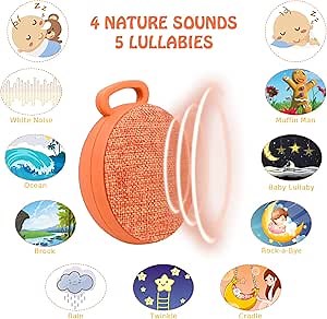 Sound Machine, L'émouchet 9 Sounds Baby White Noise Machine, 4 Soothing Nature Sounds and 5 Lullabies, Rechargeable Battery, Much Longer Auto-Off Timer, Portable Sound Machine