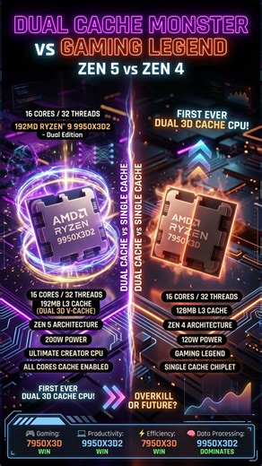 AMD Ryzen 9 9950X3D2 VS AMD Ryzen 9 7950X3D #PCCraft #GamingPC2026 #RTX5090 #PCBuild #shorts #viral