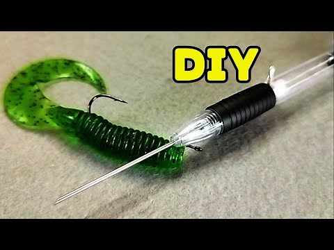 Extendable Worm threader. can easily put a hook through a worm.DIY Fishing.