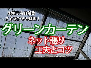 【お庭でも自然農ポタジェ29】グリーンカーテンネット張りの工夫とそのコツ