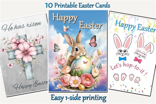 10 Printable Easter Cards, Religious, Floral, Funny Bunny Designs (digital Download) - Etsy