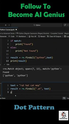 Dot Pattern in Regex Python #artificialintelligence #pythontutorial