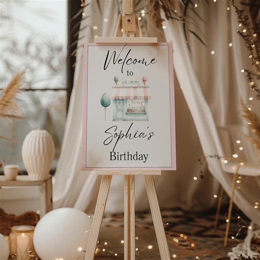 Ice Cream Birthday Welcome Sign, Pastel Sprinkles Party Poster (digital Download) - Etsy
