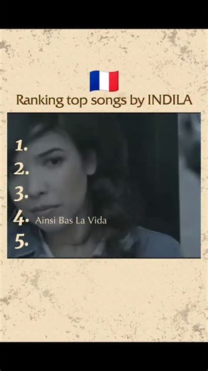 Finding Popular Song | Music on Instagram: "Top 5 hits by INDILA ✨ 1. Dernière Danse 2. Love Story 3. Tourner Dans La Vida 4. Ainsi Bas La Vida #top5 #trendingsong #indila #france #music"