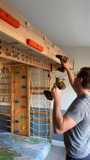 Learning Loudly | Regulation & Play on Instagram: "Christmas Eve project done 📍 Short install + big movement payoff Tools & wood from @Lowes 🛠️ We’ll add links soon. Save this for your next indoor upgrade! #LowesPartner #HolidayProjects"