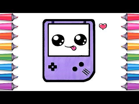 How to draw a cute gameboy step by step