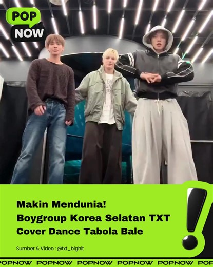 Boygroup Korea Selatan TXT sukses mencuri perhatian dengan cover dance “Tabola Bale”. Perpaduan K-pop dan musik Nusantara ini bikin budaya Indonesia makin dikenal di panggung dunia. Follow & stay in touch: IG: @popnow.id TikTok: @popnow.id YouTube: Pop Now ID Threads: @popnow.id Your daily serve of trending bites. Beyond the buzz, why it matters. Stay sharp & relevant! Send DM to collab & more 📩 #PopNow #TXT #TabolaBale #Viral #Trending