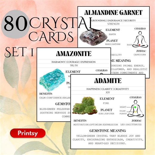 80 Crystal Meaning Cards: Printable Gemstone Guide (digital Download) - Etsy