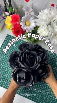 Aesthetic Rose With Paper | Aesthetic Flower Craft 🌹#DIYBlackRose #aestheticdecor