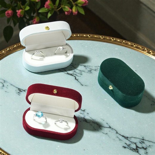 Velvet Double Ring Box | Elegant Engagement, Wedding and Proposal Ring Case | Jewelry Gift Box | Multiple Color Options - Etsy