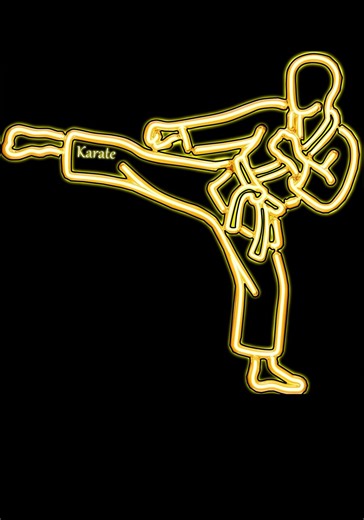 Karate Fighter High Kick Neon Silhouette SVG & PNG – Martial Arts Vector Art