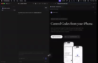 After creating Remodex: Codex remote control for iOSI decided to chill a bit by building a browser sidebar inside @theo 's T3 CodeYou can open it with Cmd+Shift+BThis software is so easy to "manipulate" and build uponCongrats to all the guys that put the work in it because it is greatI certainly will be building more things with itFor this one I decided to switch from the Codex App to the Codex CLI too just to see how it worksAnd boy it was so good