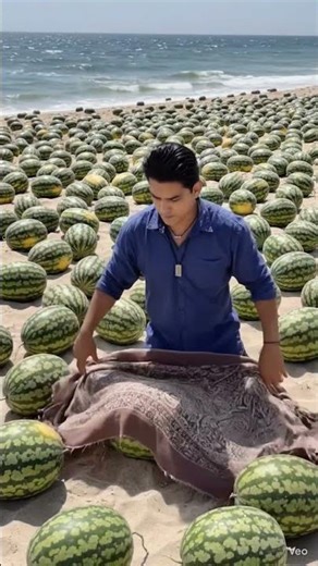Watermelon on the beach #viral #reels #fyp