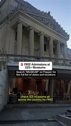 🎨FREE Admissions at 225 Museums🔎 Full details on Pepper — link in bio ⤵️ The @Bank of America Museums on Us Program lets cardholders access hundreds of museums on the first full weekend of every month for FREE 🔎Search “MUSEUM” on Pepper for the full list of dates and locations #museum #bankofamerica #freebies #thingstodo #travel
