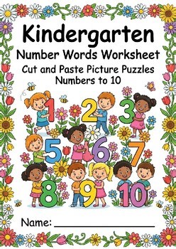 Kindergarten Number Words Worksheet Cut and Paste Picture Puzzles Numbers to 10