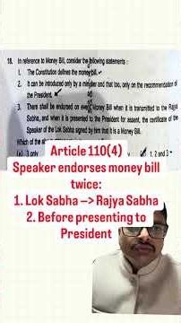 Explanation of the Money Bill Question Asked in the Punjab PCS 2025 Exam