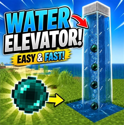 Minecraft Water Elevator Tutorial! 😱 Easy & Fast Elevator