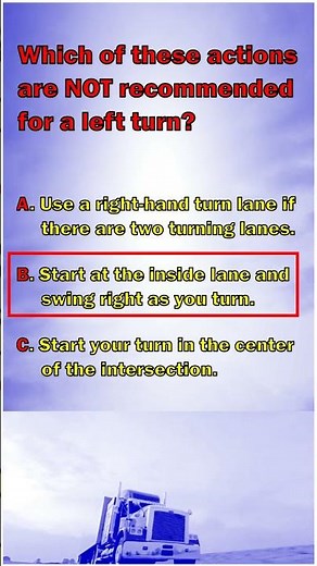 CDL Test Question: Turning Left Safely #GeneralKnowledge #Quiz #trucker #automobile #trucking #pti