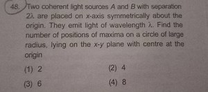 Two coherent light sources A and B with separation 2 \lambda ar... | Filo